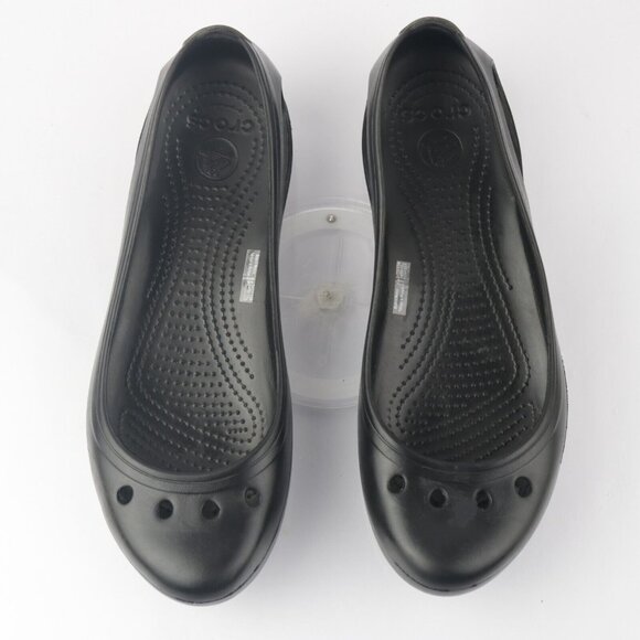 CROCS Womens Kadee Ballet Flat Size 10 Black Slip On Shoe Casual Comfy Beach - Picture 14 of 14